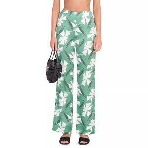 NWT Staud Oscar Pinwheel Straight-Leg Pants, Green, Size 6